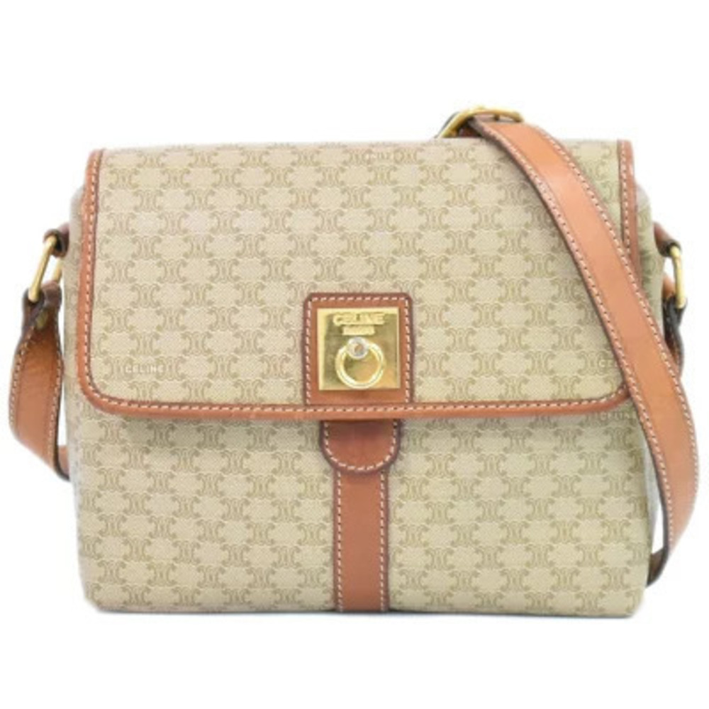 Celine Macadam Shoulder Bag Beige Tan Brown